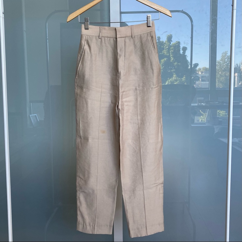High Waisted Linen-Feel Trousers